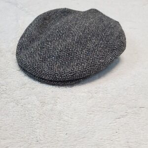 Vintage Glencroft Gray Wool‎ Plaid Tweed Made in Britain Newsboy Cap Hat 7 3/4